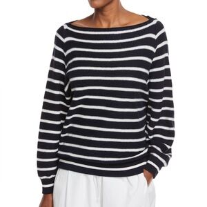 Vince Striped Knit Boat Neck Sweater